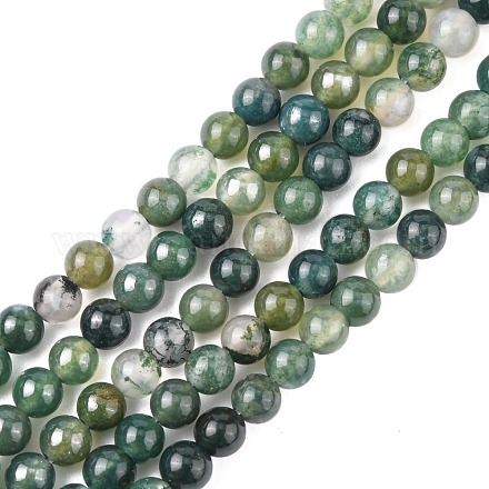 Chapelets de perles en agate mousse naturelle GSR4mmC001-1