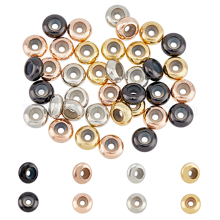 SUPERFINDINGS 40Pcs 4 Colors Brass Stopper Beads with Rubber Inside Solid Weight Round Positioning Spacer Beads Adjustable Slider Clasps Round Beads for Bracelet Necklace Jewelry Making Hole 2mm KK-FH0006-49A-1