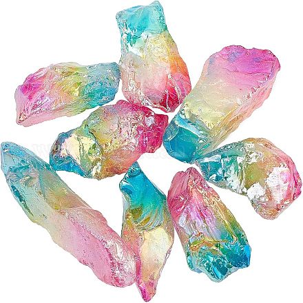 Гальванизированные грубые необработанные бусины из натурального кварца G-NB0003-56-1