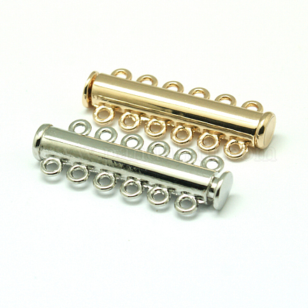 合金磁気ありスライドロッククラスプ  1連  6穴  チューブ  ミックスカラー  12mm  穴：36x13.5x7mm PALLOY-P103-05-1