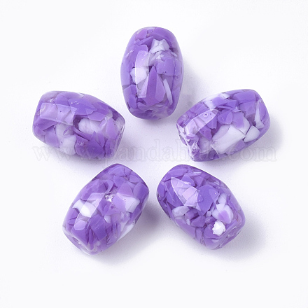 樹脂ビーズ  天然石風チップスタイル  ドラム  青紫色  15x11mm  穴：1.8mm X-RESI-T024-25D-1