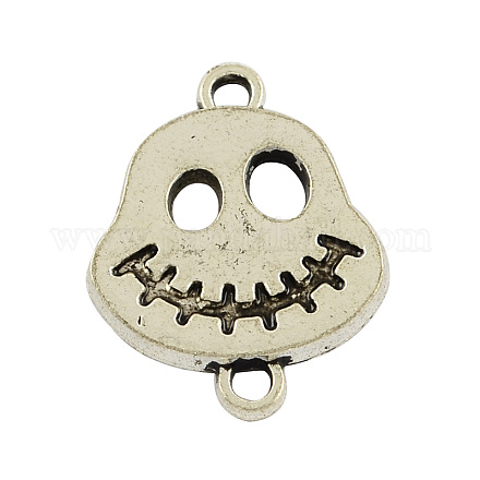 Tibetan Style Alloy Smiling Skull Links connectors TIBE-23542-AS-LF-1