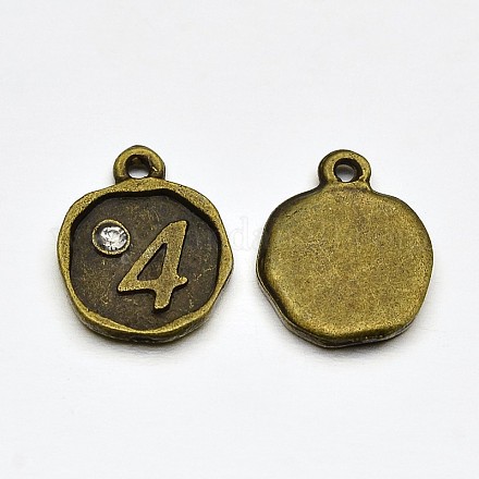Antique Bronze Plated Alloy Rhinestone Charms ALRI-J153-04-NF-1