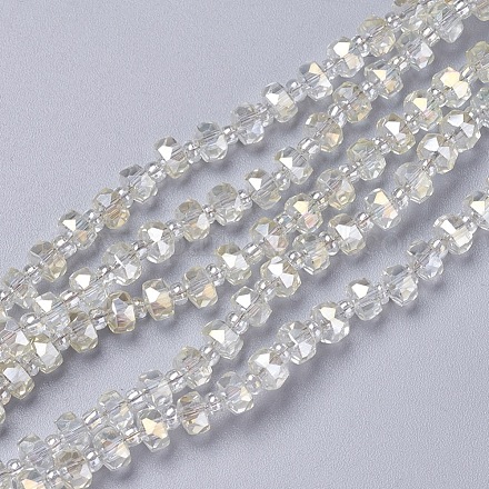 Electroplate Glass Beads Strands X-EGLA-J147-B-FR02-1