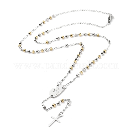 202 Edelstahl Rosenkranz Perlenketten aus rostfreiem NJEW-D060-01C-GP-1