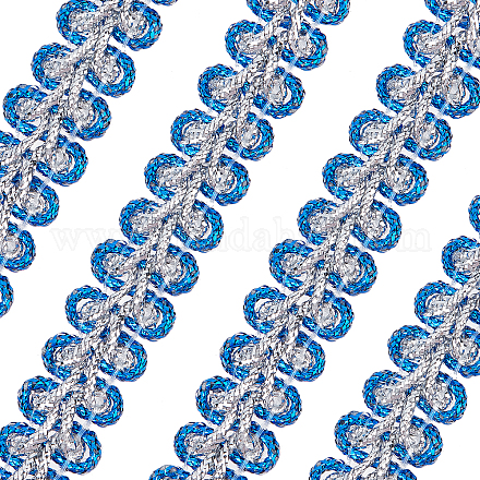 FINGERINSPIRE 15 Yards Metallic Braid Lace Trim Blue & Silver Sewing Centipede Braided Lace 10x3mm Decorated Gimp Trim for Wedding Bridal DIY Clothes Jewelry Crafts Sewing Home Decor OCOR-WH0071-007B-1