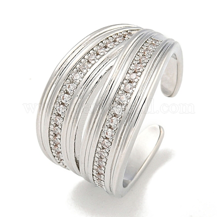 Открытые манжеты из латуни с микро-паве и кубическим цирконием для женщин RJEW-I104-15P-1