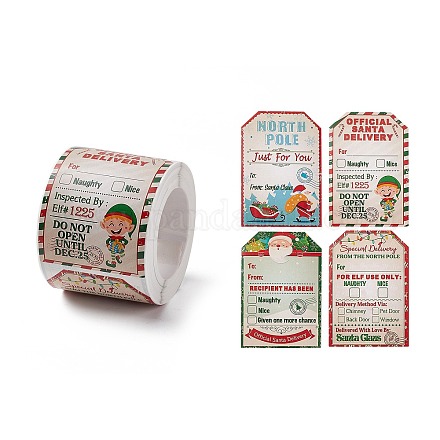 Christmas Hexagon with Word Writable Roll Stickers DIY-G061-12B-1