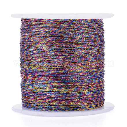 ポリエステル編組メタリック糸  DIYの編みこみのブレスレット作りと刺繡のために  カラフル  0.4mm  6プライ  約54.68ヤード（50m）/ロール OCOR-I007-B-08-1