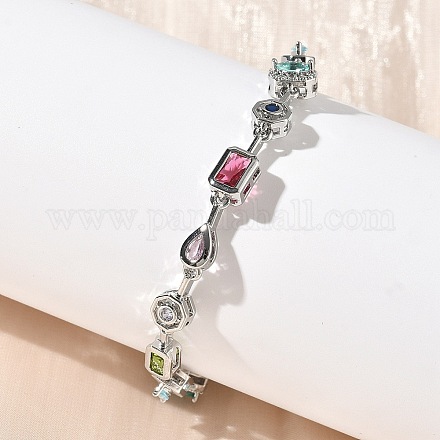 Браслеты-цепочки из латуни с микропаве из разноцветных кубических цирконий BJEW-G764-04P-1