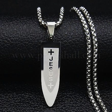 304 Stainless Steel Pendant Necklaces NJEW-H015-01P-1