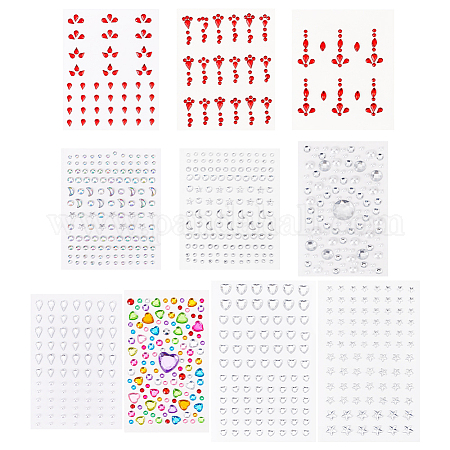 OLYCRAFT 10 Sheets Eye Body Face Gems Self Adhesive Face Rhinestones for  Makeup Face Gems Temporary Stickers Diamonds Face Stickers Gems for Face  Eye