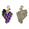 Alloy Enamel Pendants, Cadmium Free & Lead Free, Light Gold, Grape, Indigo, 26x15.5x1.5mm, Hole: 2mm