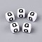 Opaque Acrylic Beads, Cube with Number, with Enamel, Black, Letter Q, 7.5~8x7.5~8x8~8.5mm, Hole: 3.6~4mm, about 1200pcs/500g