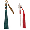 2Pcs 2 Styles Plum Bossom & Feather Alloy Bookmark, Polyester Tassels Bookmark, Mixed Color, 115~158mm, 1pc/style
