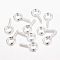 Iron Screw Eye Pin Peg Bails, For Half Drilled Beads, Silver Color Plated, 13x6.5x1.5mm, Hole: 4mm, Pin: 1.5mm