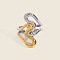 Unisex Stainless Steel Double Heart Open Ring with Gold Plating Jewelry Accessories