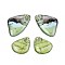 Transparent Epoxy Resin Butterfly Wing Pendants, with Gold Foil & Glitter Powder & Iron, Yellow Green, 22x15x2.5mm, Hole: 1.2mm