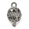 Brass Micro Pave Clear Cubic Zirconia Connector Charms, Hollow Round Links, Lead Free & Cadmium Free, Platinum, 13x7.5mm, Hole: 1.5mm