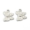 Tarnish Resistant 304 Stainless Steel Charms, Butterfly, Stainless Steel Color, 8.5x6.5x0.5mm, Hole: 1mm