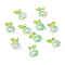 10Pcs Acrylic & Glass Flower Pendants, with Brass Findings, Light Green, 14mm, Hole: 2.3mm