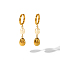 Stainless Steel & Freshwater Pearl Teardrop Hoop Earrings, Women's European and American Style, Real 18K Gold Plated, 50mm