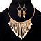 Alloy Teardrop Tassel Pendant Necklaces & Dangle Earrings Sets, Golden, 400mm