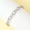 Brass Cable Chains Bracelets for Women, with 304 Stainless Steel Toggle Clasps, Platinum, 7-5/8 inch(19.5cm)