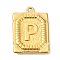 Ion Plating(IP) 304 Stainless Steel Pendants, Rectangle with Letter Charm, Real 18K Gold Plated, Letter P, 24.5x18x3mm, Hole: 1.8mm