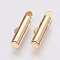 Brass Slide On End Clasp Tubes, Slider End Caps, Light Gold, 6x20x4mm, Hole: 1x3mm, Inner Diameter: 3mm