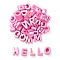 UV Plating Rainbow Iridescent Acrylic Beads, Random Mixed Letters, Hot Pink, 20~21x14~20.5x8.5~20.5mm, Hole: 3.5mm, about 90~100pcs/bag