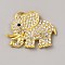 Alloy Cabochons, with Rhinestone, Elephant, Golden, 38x51x7mm