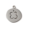 Non-Tarnish 304 Stainless Steel Pendants, Flat Round with Flower Pattern Charm, Stainless Steel Color, 15x13x1mm, Hole: 1.6mm