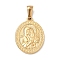 304 Stainless Steel Pendants, Oval with Virgin Mary, Manual Polishing, Ion Plating(IP), Real 18K Gold Plated, 22x17x2mm, Hole: 3x6mm