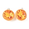 Opaque Resin Pendants, Egg Tart, with Platinum Tone Iron Loops, Gold, 24x20x9.5mm, Hole: 2x2.5mm