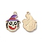 Halloween Light Gold Tone Alloy Enamel Pendants, Witch with Hat Charm, Medium Purple, 24x16.5x2mm, Hole: 1.8mm