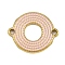 304 Stainless Steel Links, Donut Connector Charms with Double Sided Pink Enamel, Ion Plating(IP), Golden, 16.5x20.5x2mm, Hole: 1.5mm