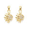 Brass Micro Pave Clear Cubic Zirconia Charms, Sun Charms, Real 18K Gold Plated, 18x11x2mm, Hole: 4.5x2.5mm