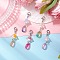 5Pcs 5 Colors Glass Pendant Decorations, with Shell Pearls & 304 Stainless Steel Lobster Claw Clasps, Flower & Teardrop, Mixed Color, 43mm, 1pc/color