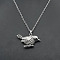 Alloy Rhinestone Pendant Necklaces, Platinum, Bird