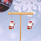 Christmas Theme Alloy Enamel Dangle Earrings, Platinum, Santa Claus, 40x18mm