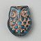 Handmade Lampwork Beads, Owl, rose gold Metal Enlaced, Steel Blue, 18.5x15x6mm, Hole: 1mm