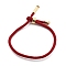 Cotton Cord Bracelets, with Brass Finding, Long-Lasting Plated, Real 24K Gold Plated, FireBrick, 8-1/2 inch(21.5cm)~9 inch(23cm)