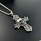Stainless Steel Men's Punk Gothic Skull Cross Pendant Vintage Skull Necklace Jewelry, Stainless Steel Color