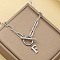 Stainless Steel Paperclip Chain Initial Necklaces with OT Clasps, Stainless Steel Color, Letter F, 18.11 inch(46cm)