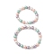 2Pcs Mother's Day 8mm Round Polished Shell Pearl Jewelry, Mother and Daughter Stretch Bracelets Sets, Colorful, Inner Diameter: 2~2-3/8 inch(5~6.1cm), 1pc/style