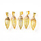 Natural Citrine Pendants, Bullet Charms with Golden Color Brass Findings, Faceted, 24.5~28.5x7~9mm, Hole: 7.5x3.5mm