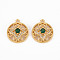 Brass Micro Pave Clear Cubic Zirconia Pendants, Cadmium Free & Nickel Free & Lead Free, Flat Round, Real 18K Gold Plated, 15.5x13x4.5mm, Hole: 1.2mm