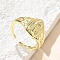 Brass Cuff Rings, Oval with Virgin Mary, Real 18K Gold Plated, 13.5mm, Inner Diameter: 18mm