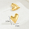 201 Stainless Steel Heart Stud Earrings, Real 18K Gold Plated, 15x17mm